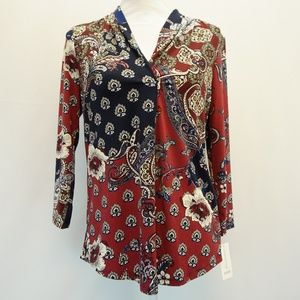 Charter Club 3/4 Sleeve V Neck Jersey Blouse Top